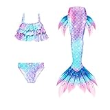 𝙈eerjung𝙛rauen𝙛losse Mädchen Mit Bikini Set Cosplay schwimm𝙛lossen Kinder 𝙈eerjung𝙛rau 𝙛losse Badeanzug 𝙈ono𝙛losse Bikinis Badekleid Performance-Outfit Sommer Badebekleidung Für 3-13 Jahre