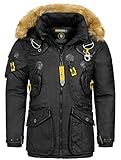 Geographical Norway Herren Winter Jacke Parka Outdoor Mantel Anorak Winter Parka warme Jacke Steppjacke AGAR FvS Production H-H, Farbe:Schwarz, Größe:XXL