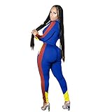 NHNKB Damen Tracksuit Rundhalsausschnitt Einfarbig Zweiteiler Trainingsanzug Set Sweatshirt Sets Reißverschluss Haube Damenbekleidung Color Sport-Töpfe + Hosen Set Frauen Fitnesskleidung(2 (Blue, S)