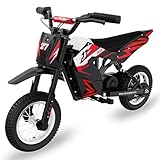 RCB TECH R9X Elektro Motorrad Kinder, Elektromotorrad mit Leistungsstarker Motor, 3 Geschwindigkeitsmodus, Max 25km/h，Reichweite 15KM, 12 Zoll Luftreifen, Moto Crossbike Kinder ab 3-12Jahren