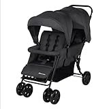 Bebeconfort Teamy Zwillings-Kinderwagen, Kompatker Geschwister-Kinderwagen, nutzbar ab der Geburst bis ca. 4 Jahre, 0-22 kg, Mineral Graphite