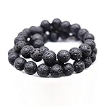 jojofuny 300 Stück Schwarze Lava Perlen Runde Vulkangestein Perlen für Schmuckherstellung Einfache Spacer Beads für Diy und Armbänder