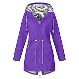 MINYA Jacke mit Kapuze, winddicht, für Damen, Regen, Outdoor-Jacke, wasserdicht, mit Kapuze, Regenschutz, winddicht, Outdoor-Kleidung, Outwear, Jacke, Mantel, Winter, 52-Violett, 42