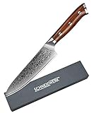 SCHNEIDWERK Allzweck-Messer Damastmesser, Küchenmesser 13 cm Klingenlänge, 67 Lagen Edelstahl-Damast, Kochmesser Damaststahl, sehr scharf, Damaszener-Stahl Rostfrei DI-Serie