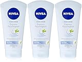 NIVEA Express Feuchtigkeit Hand Creme, leichte Handcreme mit Bambus-Extrakt und natürlichen Meeresmineralien, schnell einziehende Handpflege, 3er Pack (3 x 75ml)