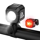 toptrek Fahrradlicht Set USB Aufladbar, StVZO zugelassen Fahrrad Lichter Led Set, IPX5 Wasserdicht Fahrradbeleuchtung Set, Batterie Aufforderung Schwach, Frontlicht & Rücklicht Set