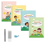 4-teiliges Handschriftbuch Mit Magischen Rillen Für Kinder Enthält Buchstaben Zahlen Kunst Zeichnen Mathematische Operationen Für Kinder Vorschulalter Schreibheft Zum Training Der