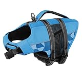 CITÉTOILE Schwimmweste Hund, Hunde Schwimmweste mit Griff und Reflektierend, Rettungsweste für Kleine Mittlere und Große Hunde mit Guter Auftrieb, Leicht und Sicher für Wassersport Blau S