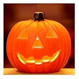 Halloween Deko LED Kürbis, Harz Herbst Deko Kürbis Laterne Licht, Halloween-Deko Outdoor Kürbis Lichter,Kürbis mit Grusel-Fratze,Leuchtende Kürbis Batteriebetrieben für Party Outdoor,Indoor (A)