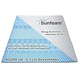 Sunfoam Topper 80x200 cm 7-Zonen-Wellenstruktur | individuelle Druckentlastung | Bezug waschbar bis 60 Grad | Oeko-TEX® 100