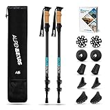 Alpen Bears Nordic Walking Stöcke Damen - Extra leicht mit ergonomischen Echt Kork Griff - Walking stöcke verstellbar mit Gummipuffer Set - Teleskop Wanderstöcke für Damen & Herren