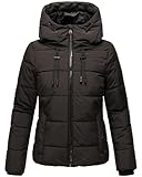 MARIKOO Damen Winterjacke Steppjacke warm mit Kapuze Shimoaa XVI Black Gr. XL