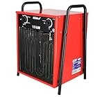 DEDRA Elektro-Lufterhitzer 15 kW, uadratisch, rot, nützlich in geschlossenen Räumen, Thermostat, einstellbare Temperaturregelung, drei Betriebsarten, Metallgehäuse