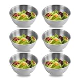 RTSHUK Edelstahl Schüssel Set, 6Pcs Rührschüssel 700ml Spülmaschinenfest Stapelbare Schüsseln mit Skala Servierschüssel für Salatschüssel Dipschale Snackschalen Teigschüssel