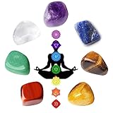 XIANNVXI 7 Chakra Steine Kristalle Edelsteine Groß Trommelsteine Heilsteine Set Mineralien Steine Halbedelsteine Bergkristalle Stein Gepolijste Natürliche (100G)