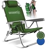 Schleicher - Strandstuhl Campingstuhl Klappstuhl Outdoorstuhl Klappbar Faltbar Ultraleicht Rucksack Kühlfach 150kg belastbar Kissen Getränkehalter Strand Camping Reisen Outdoor - Jetzt Farbe Wählen