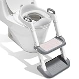 Adoraland Toilettensitz Kinder Toilettenaufsatz Kinder, Toilettensitz Kinder mit Treppe Kinder Toilettensitz mit Spritzschutz WC Sitz Kinder für Jung und Mädchen Griffe | Weiß