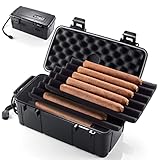 Eligara Reise-Zigarren-Humidor-Koffer mit Luftbefeuchterscheibe, wasserdicht, langlebig und knautschfest, hält bis zu 10 Zigarren, tragbare Zigarrenbox Geschenk für Männer (L - 23,8 x 12,7 x 9,6cm)