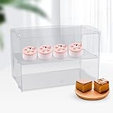 AMTULA 2 Ebenen Buffetvitrine Kuchenvitrine Buffet Vitrine Acryl Küchenvitrine Einfache Installation Spuckschutz für Haushalte Bäckereien Restaurant Konditoreien 45.72×25.4×30.48cm