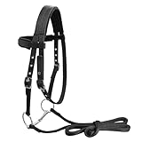 Frdhee Trensenzaum Lilly, Trensenzaum Gebisslos Horses Schwarz Hochwertige Trense Trensenzaum Soft gebisslos Comfort Zaumzeug mit Zügel