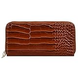 CRGANGZY Krokodilmuster-Clutch, großes Fassungsvermögen mit Kartenfächern, solide Handtasche for Damen, lässige Damen-Clutch-Handtasche (braun)