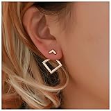 Dervivea Boho Quadratische Jacke Ohrringe Hohle Quadratische Ohrstecker Minimalistische V-Ohr Jacke Ohrring Gold Geometrie Ohrringe Schmuck für Frauen und Mädchen