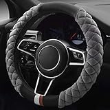 Lenkradbezug Fall Winter Warm Gestellten Plüsch Weich Protector Universal Fell Rad Innenzubehör Grau