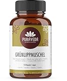 Puraveda Grünlippmuschel 150 Kapseln - 1650 mg Grünlippmuschelpulver pro Tagesdosis - hochdosiert - GAG und Omega 3 - OHNE Magnesiumstearat - deutsche Manufakturabfüllung