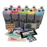 PROGAL COLORS Set Montana 9 4 Montana Spraydosen Streetart Matt Graffiti Dosen 10 x 400 ml Set enthält ein Geschenk von Aufklebern + 3 Ersatz-Diffusoren