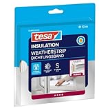tesa INSULATION Dichtungsband S -Selbstklebende Gummidichtung zum Isolieren von Spalten an Fenstern und Türen - Weiß - 10 m x 9 mm x 4 mm
