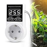 Molbory Thermostat Steckdose, Temperaturregler mit Fühler, Temperaturschalter mit LCD Bildschirm, Steckdosenthermostat Heizung Heizgeräte Digital Thermostat Steckdose für Gewächshaus Aquarium Heizung