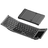 Inateck Faltbare Tastatur, KI-Tastatur mit Touchpad, Bluetooth Wireless Mini-Tastatur, Pocket-Tastatur mit 3 Bluetooth-Kanälen, kompatibel mit iOS, Android, Windows, QWERTZ, KB06101