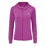 donhobo Damen Laufjacke Sportjacke Langarm Kapuzenjacke Trainingsjacke Sweatjacke Atmungsaktive mit Daumenloch und Tasche für Laufen Yoga Fitness (Violett, L)