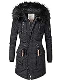 khujo Damen Mantel Wintermantel Winterparka YM-Halle (vegan hergestellt) Black018 Gr. S