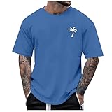 Palmen-T-Shirts für Herren 2025, Strand, Laufen, Ausgehen, lockeres Top, lässig, tropisches T-Shirt, lockere Passform, niedlich, kurzärmelig, trendig, 2025, Buchstaben-T-Shirts, Rundhalsausschnitt