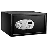 Amazon Basics Tresor aus Stahl, Sicherheit für Zuhause, mit digitaler Tastatursperre – für Bargeld, Schmuck, Ausweise, Dokumente, 28 l, 43 cm x 37 cm x 23 cm (B x T x H), Schwarz