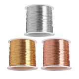 100m x 3 Spule Schmuckdraht 0.3mm,Minging Basteldraht Dünn Lichtbeständig Und Leicht Zu Schneiden Schmuckdraht Gold Silber Schmuck Draht Schmuckherstellung Bastelarbeiten Kupferdraht Basteldraht