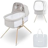 Lionelo Malin Evo Babywiege, Reisebett für Babys mit Matratze, Kinderreisebett, Reisegitterbett, von 0 bis 9 kg, Vordach, Moskitonetz, klappbar, Schaukelsystem, Liegeverstellung, schnelle Montage