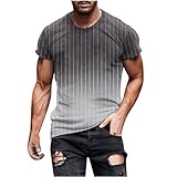 Herren T Shirts mit Farbverlauf Ausverkauf 2024 modisch gestreift Bedruckt T Shirts Muskel Passform Fitness Sport T Shirt lässig Rundhalsausschnitt kurzärmelig Laufen