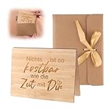 Holzgrusskarte Set mit einer Faltbar Holzkarte und einem Pergamentpapier Umschlag mit Schleife, geeignet für Grußkarten, Einladungen, Glückwünsche, Hochzeitskarten, Geburtstagskarten und Liebesbriefe