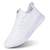 GHFKKB Laufschuhe Herren Turnschuhe Joggingschuhe Leichtgewichts Sneaker Tennisschuhe Fitness Trainingsschuhe Atmungsaktiv Sportschuhe Walking Schuhe Weiß 44