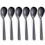 FULLYWARE Demitasse Espressolöffel, matt schwarz, Edelstahl, satiniert, Kaffeelöffel, Mini-Teelöffel, Zuckerlöffel, 11,9 cm, 6er-Set