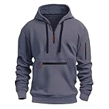 Oversized Hoodie Herren,Hoodie Herren ReißVerschluss 1/4 Zip Casual Arbeitspullover mit Taschen Männer Oversize Modische Hoodies Militärisches Taktisches Oberteile Winter Warm Kapuzenpullover