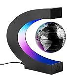 Surplex C-form Magnetische Schweben Floaten Weltkarte Globus mit Led Display Stütze, Rotierende Erde Globus Kugel, Wohnkultur Büro Dekoration Geografie Bildungs Kinderspielzeug Geschenk - Schwarz