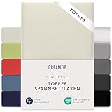 Dreamzie Premium Topper Spannbettlaken 180x200 cm - 200x200 cm - extra niedriger Seitenhöhe - für Topper - Topperauflage - Spannbetttuch Jersey Baumwolle, 150 g/m² - Oeko-TEX - Beige