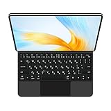 GUPENAA Tastatur Hülle für Huawei MateBook E Go 12.35, Magischer Schwimmender Cantilever-Ständer, 7 Farben Hintergrundbeleuchtung, Integriertes Trackpad,Schwarz,Hebrew