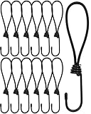 WMZOBH Spanngummi mit Haken 12 Stück - Expander mit Haken 20 cm - Multifunktional Planenspanner Gummispanner mit Haken für Camping Planen, Anhängerplane, Poolabdeckung (Schwarz)