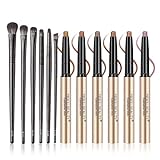 EnMart 6 Stück Eyeshadow Stick Set, Lidschatten Stift Wasserdicht mit 6 Make-Up Pinsel, Neutrale Lidschattengrundierung, Hochpigmentierter, Feine Textur,Glitzer Lidschatten zum Aufhellen Augen