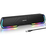 Imdwimd PC Bluetooth-Lautsprecher, Gaming-RGB-Lautsprecher für Desktop, Gaming-Soundbar mit USB-Stromversorgung und Bluetooth-Anschluss für Smartphones und USB-Anschluss für Monitore Laptops