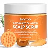 Kopfhautpeeling Kürbiskernöl und Biotin für Haarwachstum, zu Schuppen Neigendes Fettiges Haar und Trockene, Juckende Kopfhaut, Verhindert Haarausfall, Pflegendes Anti-Schuppen-Peeling 250g